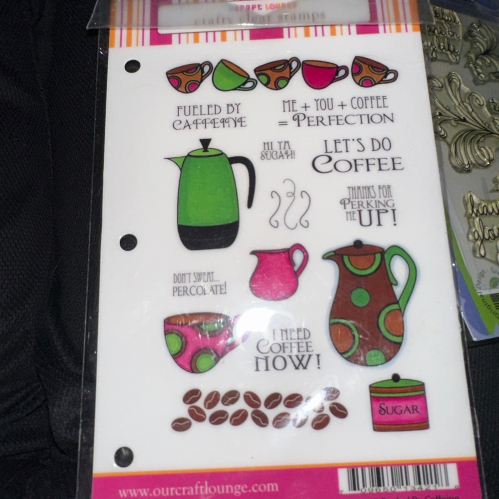 Retired NIP Craft Lounge Coffee Clear Stamp Set Fueled by Caffeine